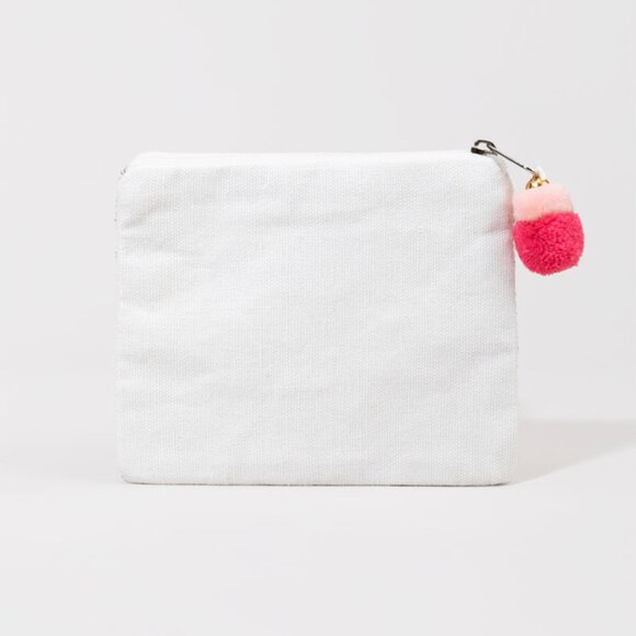 RICH AS Seed Beaded Silver Sparkle Bead Zipper Makeup Money Storage Pouch NEW - Picture 2 of 2